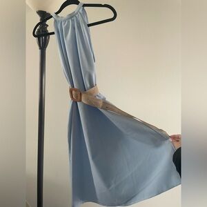 Girls Light Blue dress with Tan Removable Belt